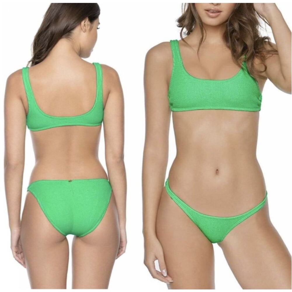 Pily Q Women's Sz Small Kiwi Reef Ring Side Two Piece Bikini Swimsuit Green NEW